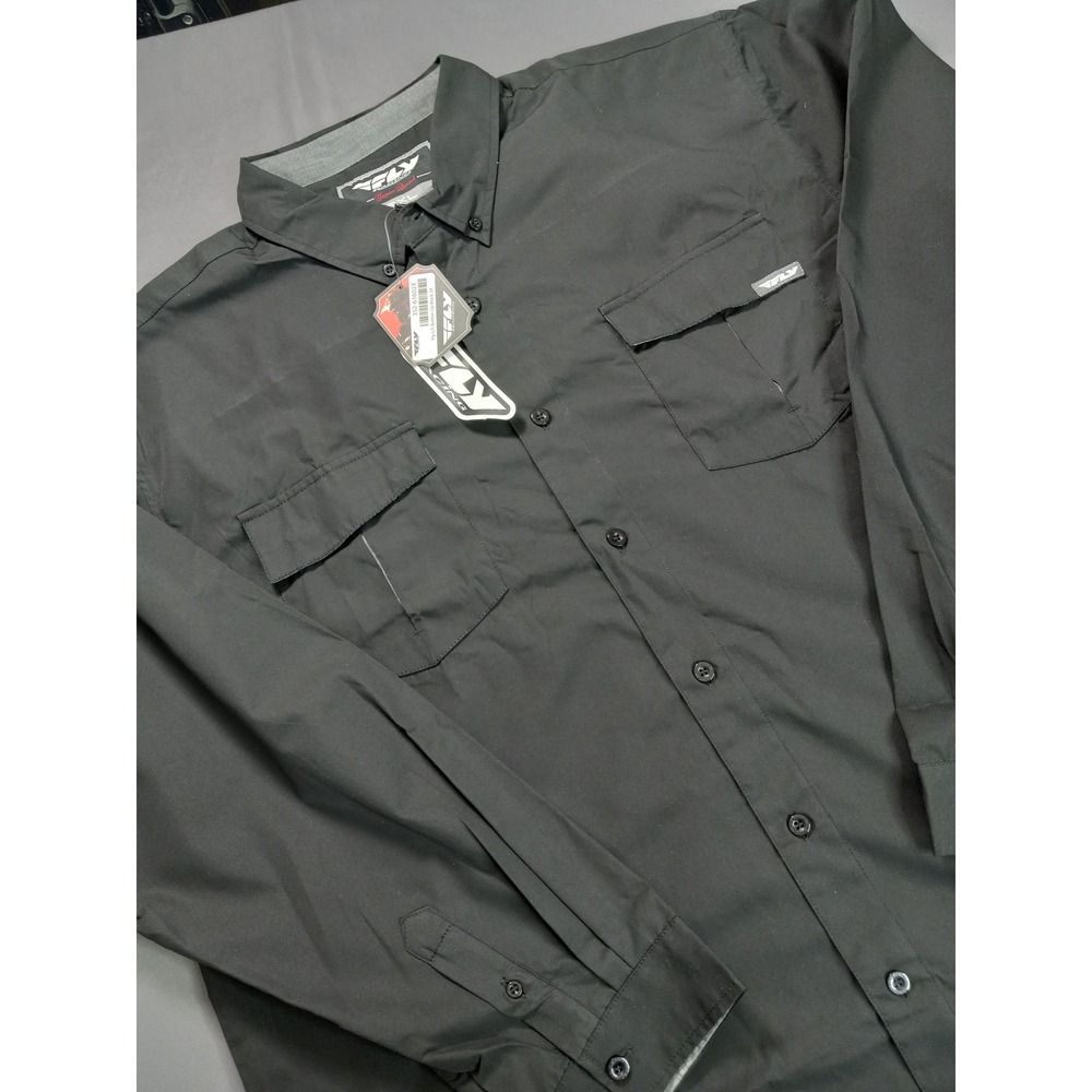 NWT FLY Racing Pit Crew Mechanic Button Up Shirt Long Sleeve Black Men's‎ XL